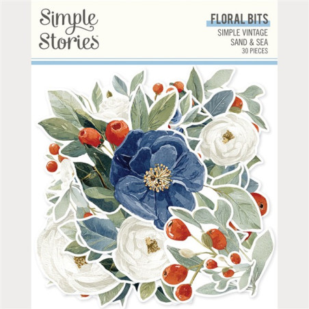 Simple Stories Simple Vintage Sand & Sea Floral Bits & Pieces 30pz