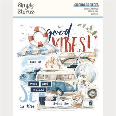 Simple Stories Simple Vintage Sand & Sea Chipboard 56pz