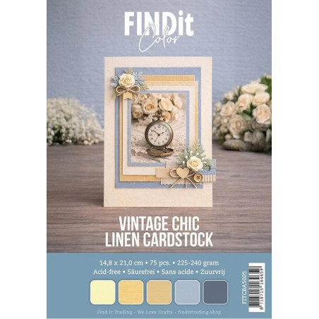 Linen Cardstock A5 Vintage Chic Pack 75 FOGLI
