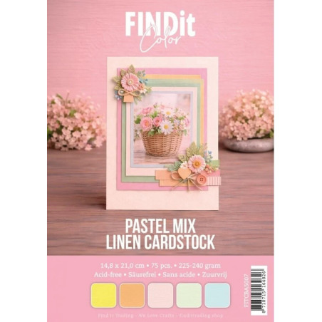 Linen Cardstock A5 Pastel Mix Pack 75 FOGLI