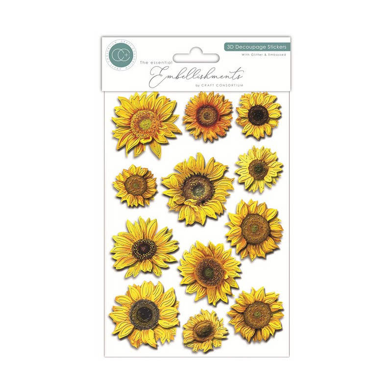 Craft Consortium 3D Decoupage Stickers Flowers 12pz