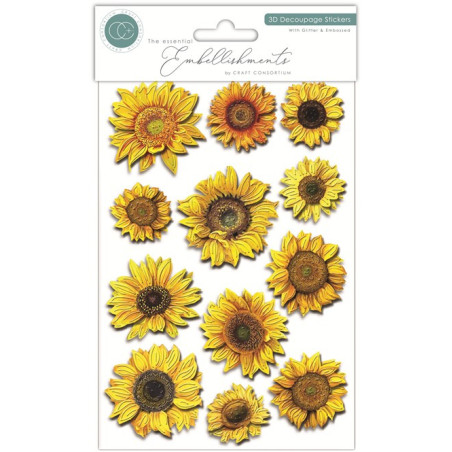 Craft Consortium 3D Decoupage Stickers Flowers 12pz
