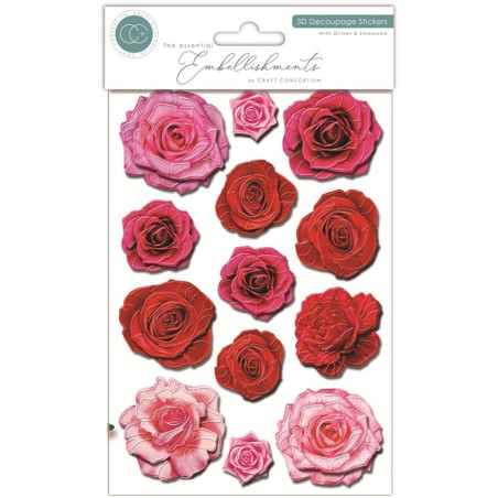 Craft Consortium 3D Decoupage Stickers Flowers 005 13pz