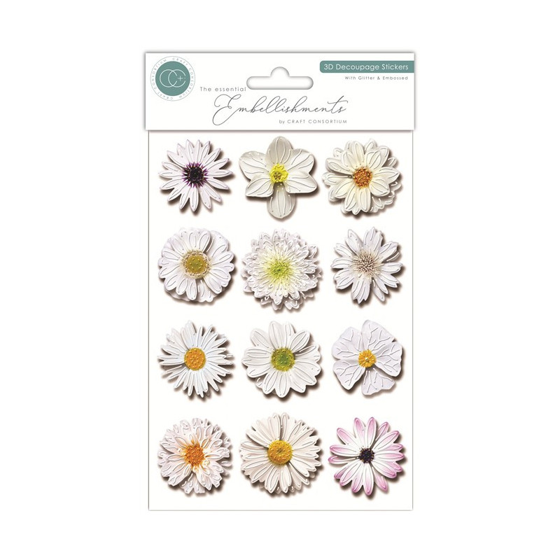 Craft Consortium 3D Decoupage Stickers Flowers 004 12pz