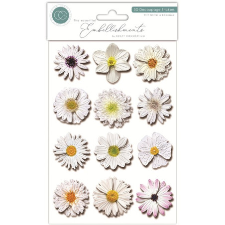 Craft Consortium 3D Decoupage Stickers Flowers 004 12pz