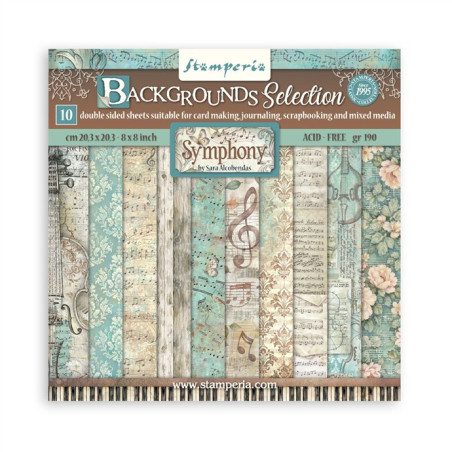 Stamperia Symphony Backgrounds Paper Pack 20x20cm