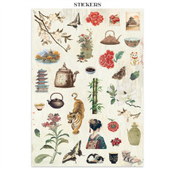 Stamperia Oriental Garden A4 Junk Journal Stickers, Backgrounds, Cut-Outs