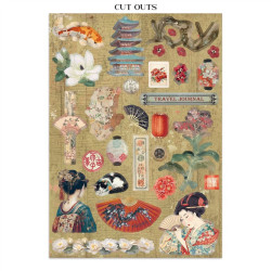 Stamperia Oriental Garden A4 Junk Journal Stickers, Backgrounds, Cut-Outs