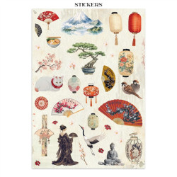 Stamperia Oriental Garden A4 Junk Journal Stickers, Backgrounds, Cut-Outs