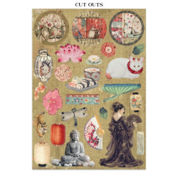 Stamperia Oriental Garden A4 Junk Journal Stickers, Backgrounds, Cut-Outs