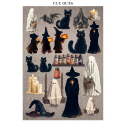 Stamperia Halloween A4 Junk Journal Stickers, Backgrounds, Cut-Outs by Vicky Papaioannou