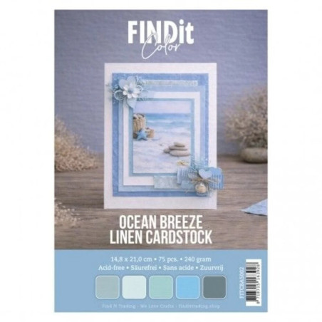 Linen Cardstock A5 Ocean Breeze 75 FOGLI