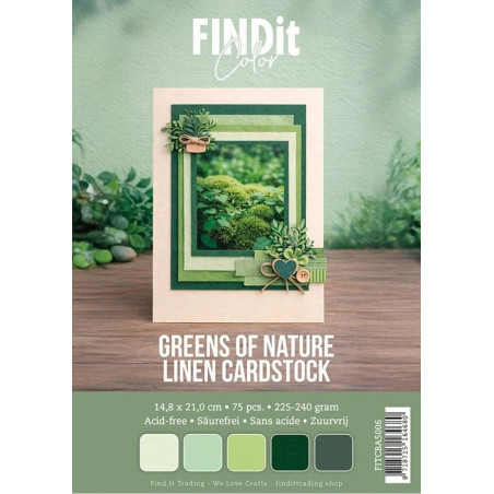 Linen Cardstock A5 Greens of Nature 75 FOGLI