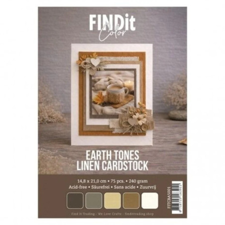 Linen Cardstock A5 Earth Tones 75 FOGLI