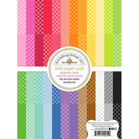 Doodlebug Design Gingham-Linen Rainbow Petite Prints Paper Pad 15x20cm