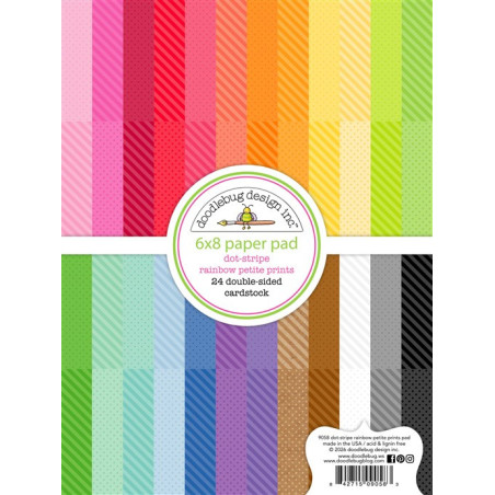 Doodlebug Design Dot-Stripe Rainbow Petite Prints Paper Pad 15x20cm