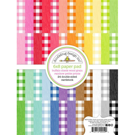 Doodlebug Design Buffalo Check-Wood Grain Rainbow Petite Prints Paper Pad 15x20cm