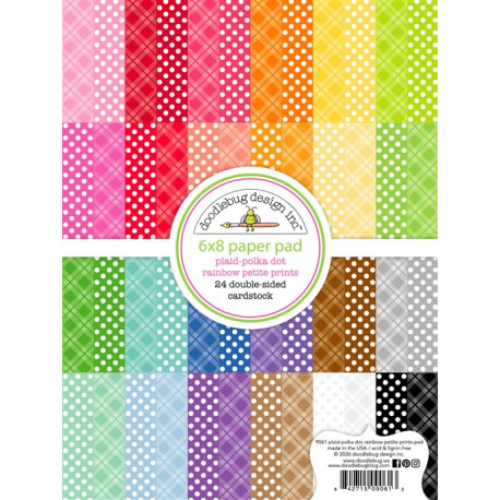 Doodlebug Design Plaid-Polka Dot Rainbow Petite Prints Paper Pad 15x20cm