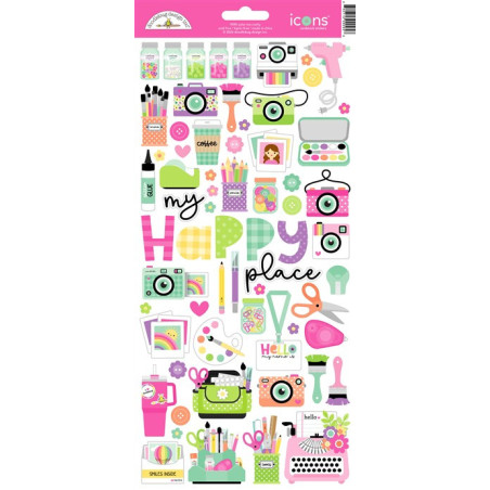 Doodlebug Design Color Me Crafty Icons Stickers