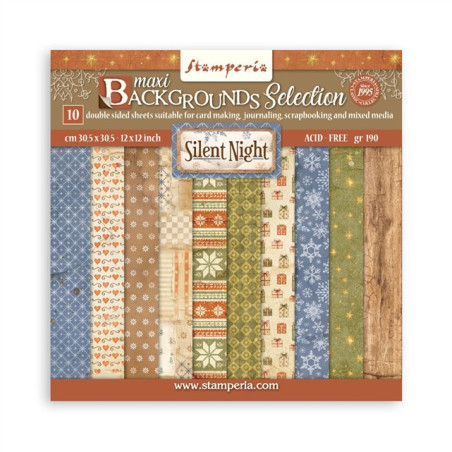 Stamperia Silent Night MAXI Backgrounds Paper Pack 30x30cm