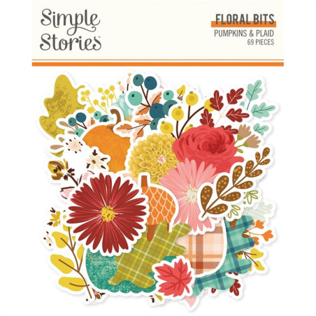 Simple Stories Pumpkins & Plaid Floral Bits & Pieces 69pz
