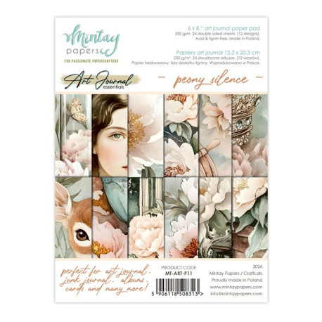 Mintay Papers Art Journal Paper Pad Peony Silence 15x20cm