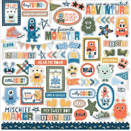 Echo Park My Favorite Monster Element Sticker 30x30cm