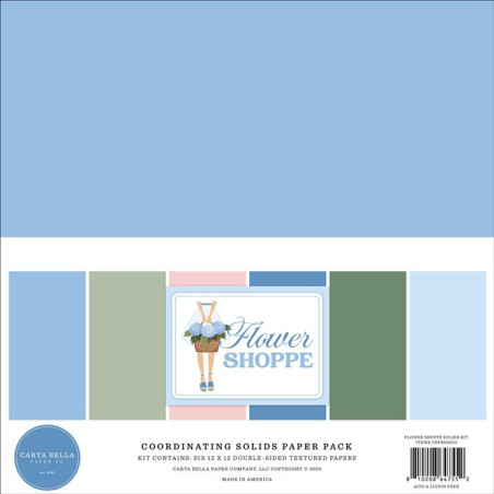 Carta Bella Flower Shoppe Coordinating Solids Paper Pack 30x30cm