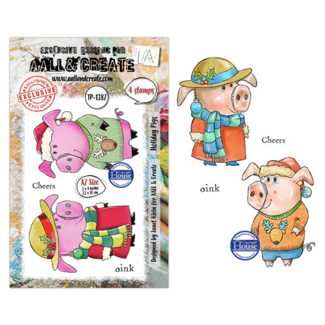 AALL & Create Stamp Set A7 1387 Holiday Pigs