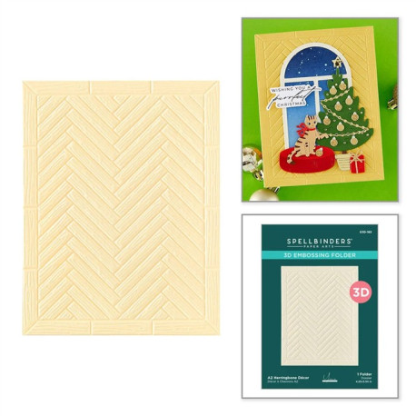 Spellbinders Christmas Cats 3D Embossing Folder Herringbone Décor by Yana Smakula