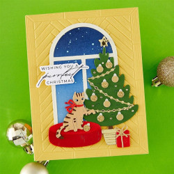 Spellbinders Christmas Cats 3D Embossing Folder Herringbone Décor by Yana Smakula
