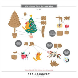 PREORDINE! Spellbinders Christmas Cats Etched Dies Accessories by Yana Smakula