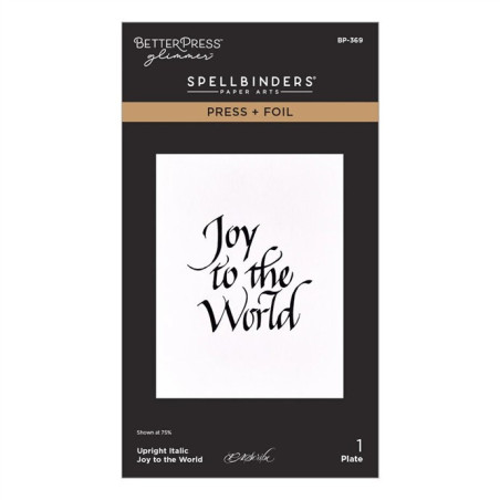 Spellbinders Upright Italic Holiday Sentiments Press + Foil Plate Joy to the World