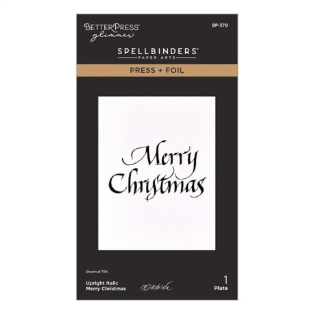 PREORDINE! Spellbinders Upright Italic Holiday Sentiments Press + Foil Plate Merry Christmas