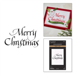 PREORDINE! Spellbinders Upright Italic Holiday Sentiments Press + Foil Plate Merry Christmas