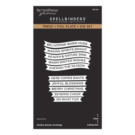 PREORDINE! Spellbinders Dear Santa Press + Foil & Die Set Holiday Banner Greetings