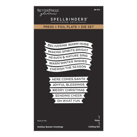 PREORDINE! Spellbinders Dear Santa Press + Foil & Die Set Holiday Banner Greetings