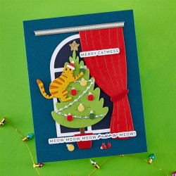 PREORDINE! Spellbinders Christmas Cats Etched Dies Window View by Yana Smakula