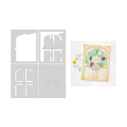 HERO ARTS Home for the Holidays Layering Stencil Set Front Door 4pezzi