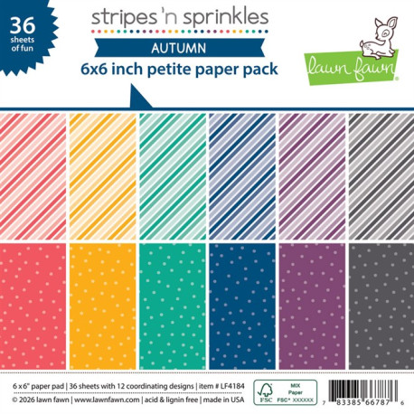 LAWN FAWN Stripes ‘n Sprinkles Autumn Petite Paper Pack 15x15m