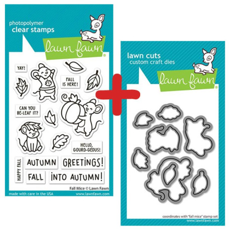LAWN FAWN Fall Mice SET timbro+fustelle