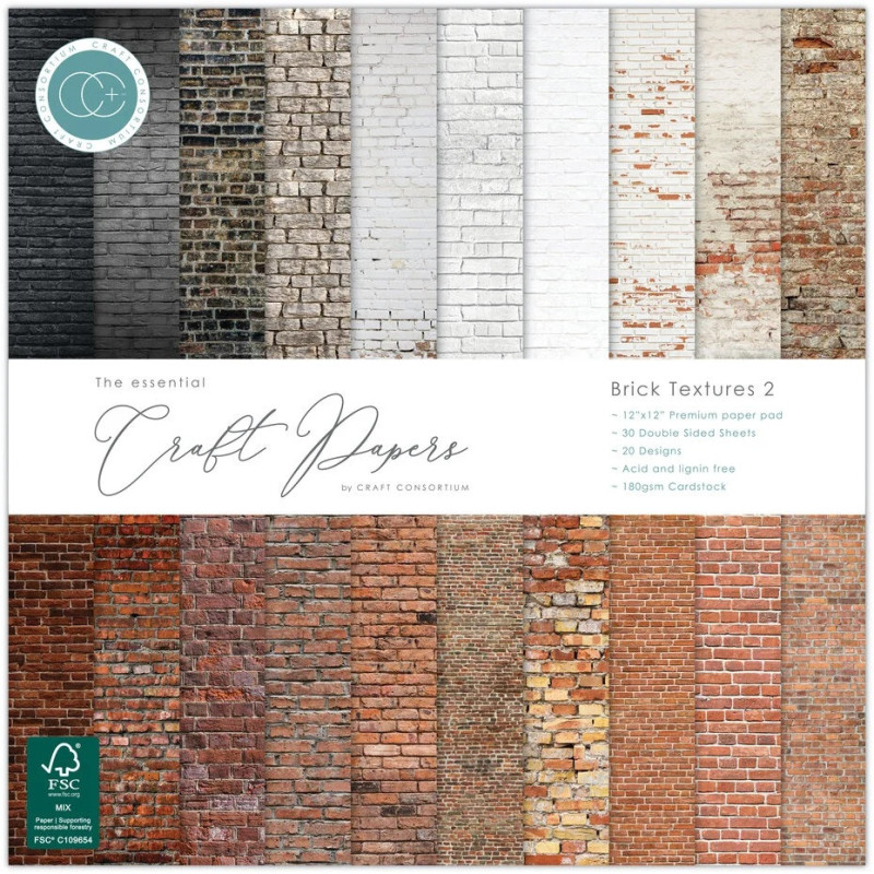 Craft Consortium Brick Textures Paper Pad 30x30cm