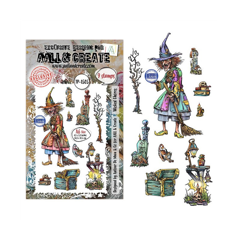 PREORDINE! AALL & Create Stamp Set A6 1505 Wicked Chores