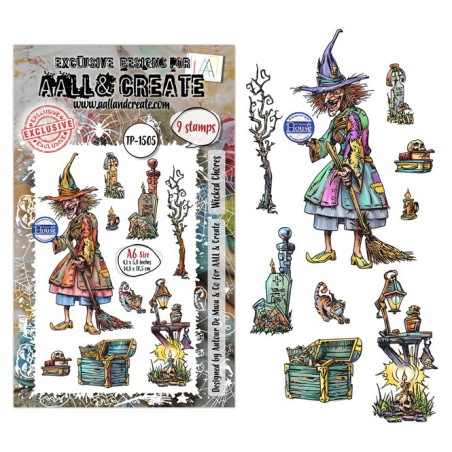 PREORDINE! AALL & Create Stamp Set A6 1505 Wicked Chores
