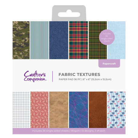 Crafter's Companion Dressed Up Gents Fabric Textures Paper Pad 15x15cm