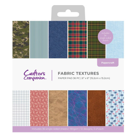 Crafter's Companion Dressed Up Gents Fabric Textures Paper Pad 15x15cm