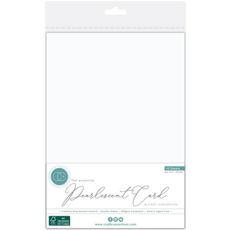 Craft Consortium The Essentials Pearlescent Card A4 Pearl White 10fogli