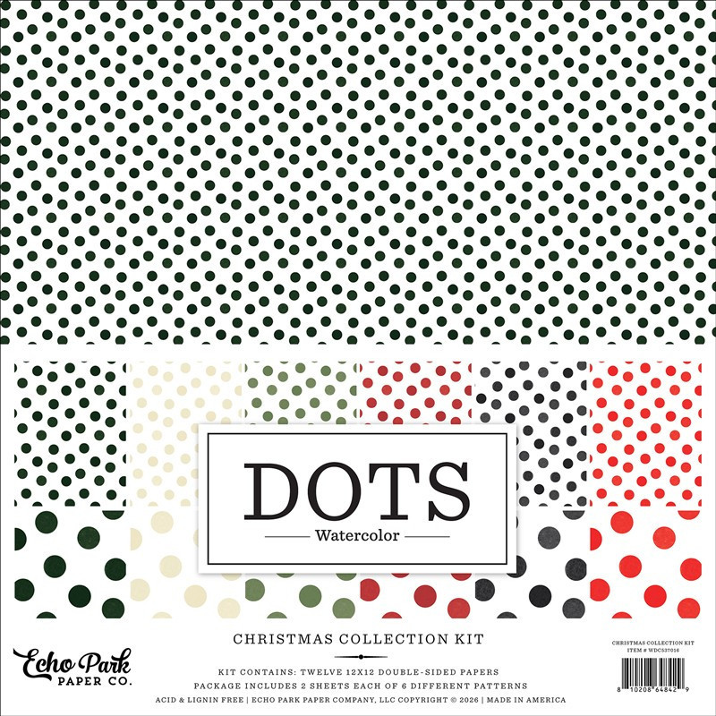 Echo Park Watercolor Polka Dots Christmas Collection Kit 30x30cm