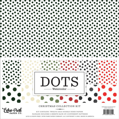Echo Park Watercolor Polka Dots Christmas Collection Kit 30x30cm