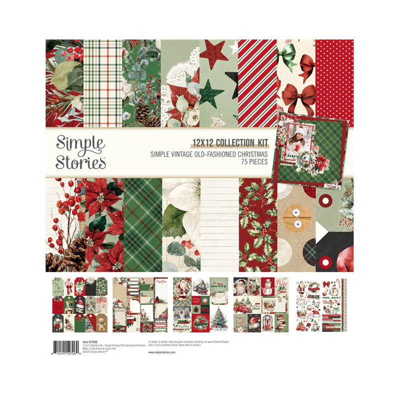 Simple Stories Simple Vintage Old-Fashioned Christmas Collection Kit 30x30cm